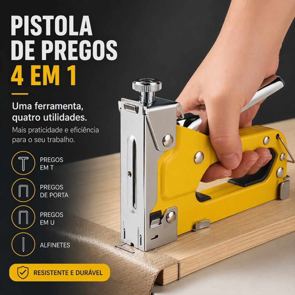 Grampeador Tapeceiro Profissional - Durável e Versátil com Alta Pressão