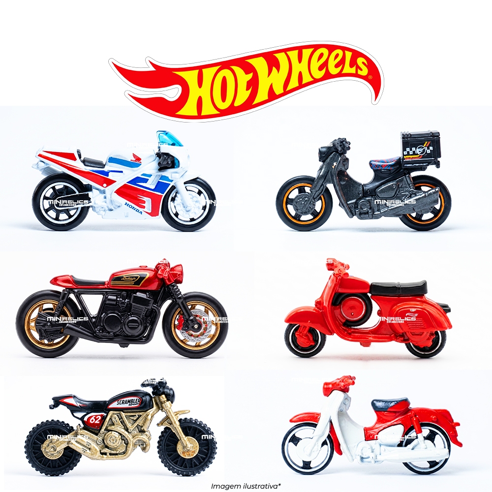 Hot Wheels Motos Honda CB VFR Ducati Vespa Triumph BMW R -  Escolha o seu - Miniatura 1:64