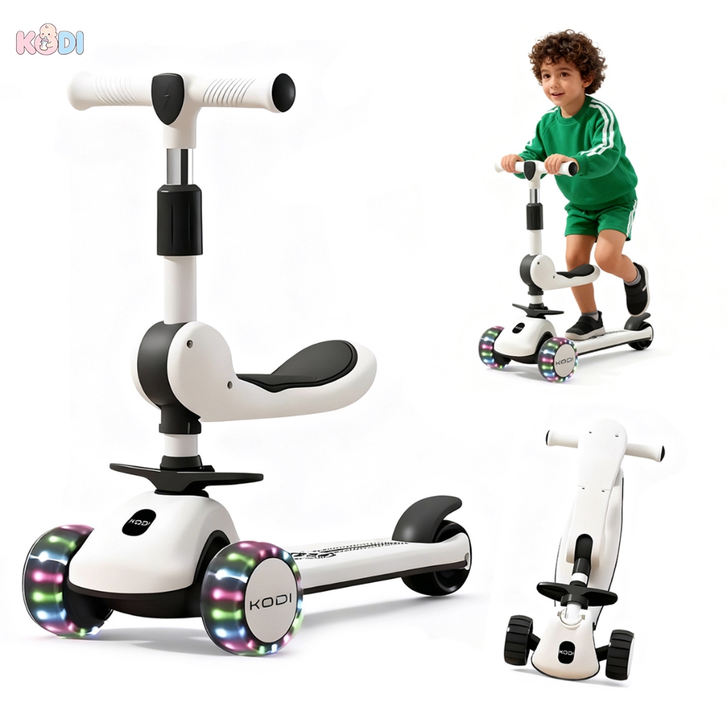 Patinete Infantil 3 Rodas De Led Musical Ajustável Dobrável Scooter Crianças e G