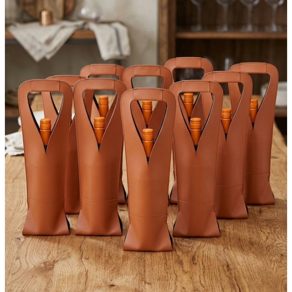 10 Bolsas Porta Vinho Couro Ecologico Resistente Produto diferenciado