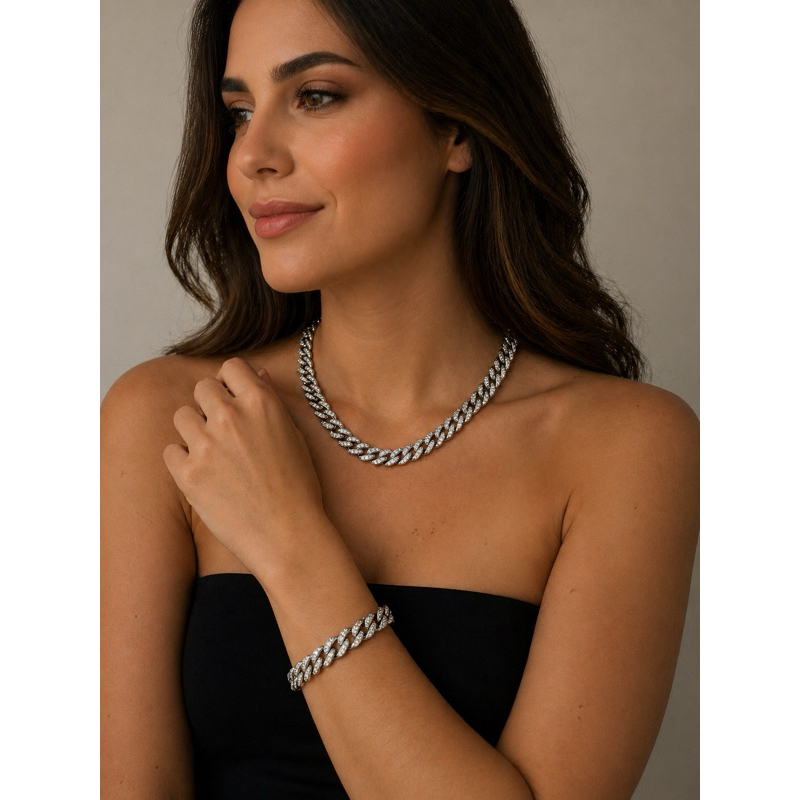 Conjunto e Pulseira Cravejada Elegante - Inspiração