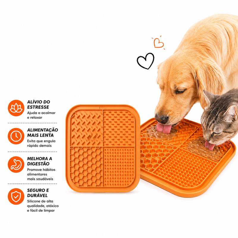 Tapete Lamber Pet Interativo Slow Feed – Anti Ansiedade e Alimentação Lenta para Cães e Gatos