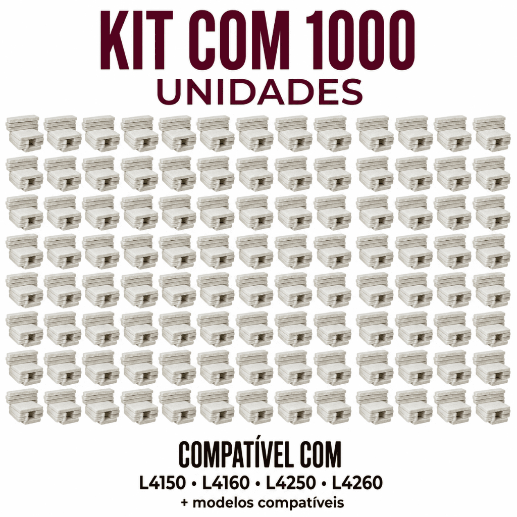 Kit 1000 Almofada Absorvente Feltro Epson L4150 L4160 L4250 L4260 Caixa Manutenção Sem Base Sem Poliéster Alta Absorção