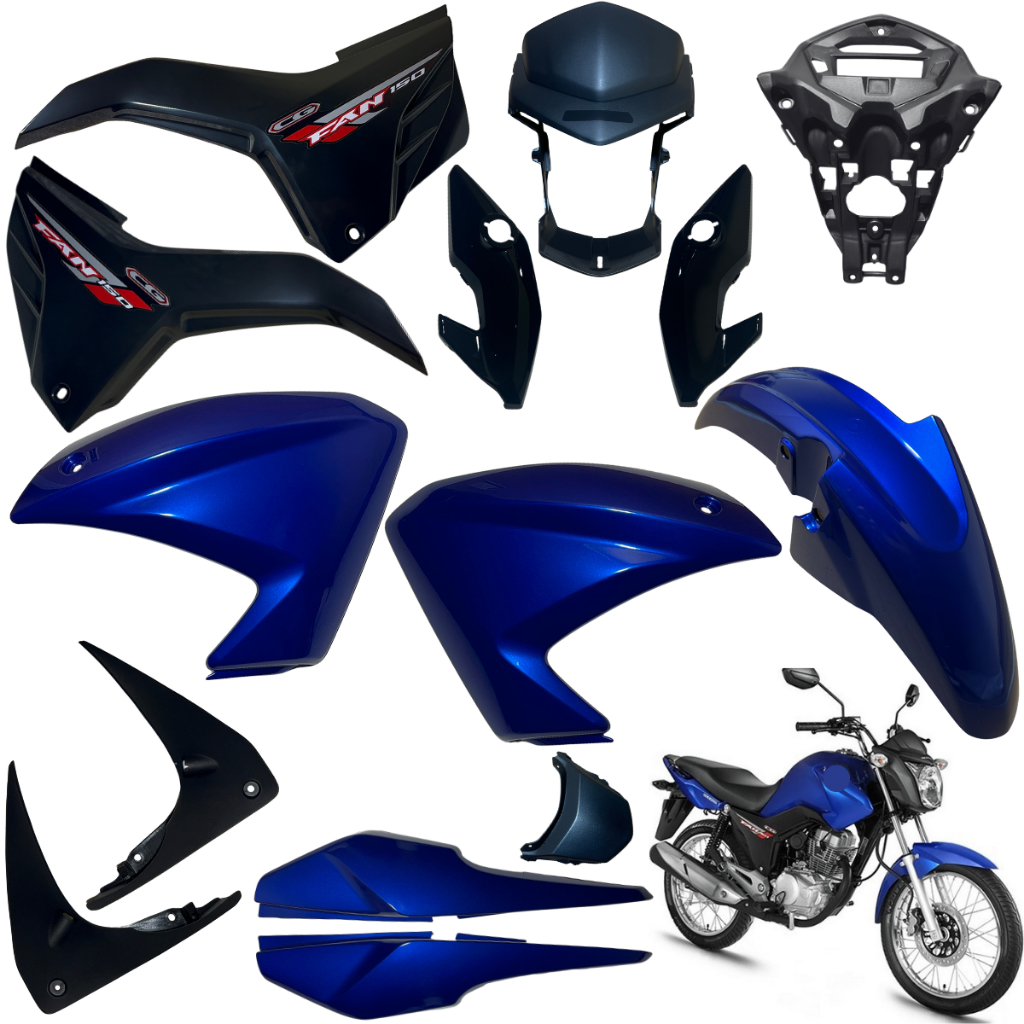 Kit Carenagem Cg Fan 125 150 2014 2015 Par Asa Tanque Tampa Lateral Mascara Frontal Aranha Rabeta