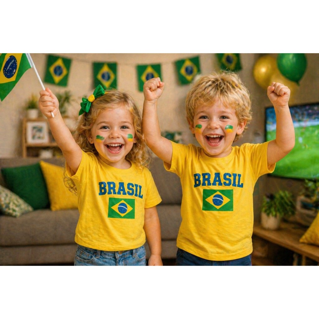 Blusa do Brasil Infantil Menino e Menina Camiseta do Brasil Infantil bandeira do …