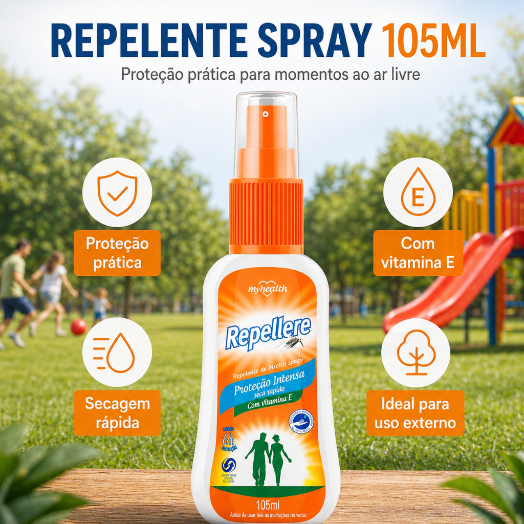 Repelente de Insetos Repellere Pump 105ml My Health Proteção Contra Mosquitos Secagem Rápida