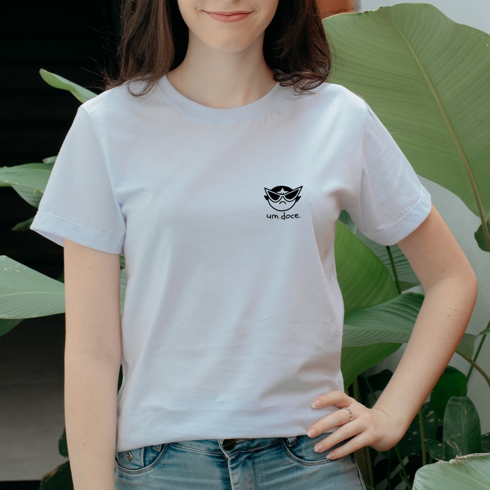 Camiseta Casual 100% Algodão Premium Estampada Docinho Meninas Super Poderosa
