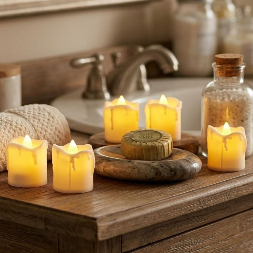 Kit com 24 Lindas velas decorativas de Led eletrônicas amarelas festa com bateria inclusa