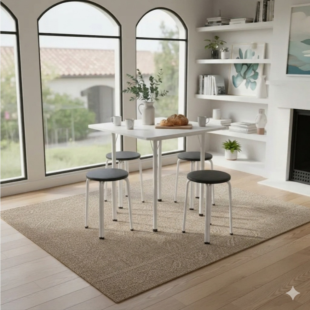 Conjunto Mesa Dobrável Com 4 Bancos Cozinha Jantar Sala