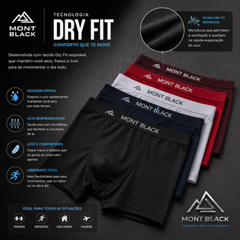 Kit 10 Cuecas Dry Fit Boxer Adulto Lisa Mont Black Masculina