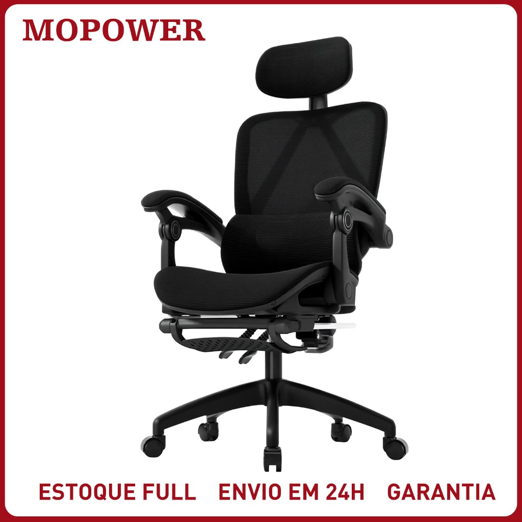 Cadeira Escritório Presidente Ergonômica Giratória Home Office Gamer Reclinável Malha Respirável Apoio 3D Lombar