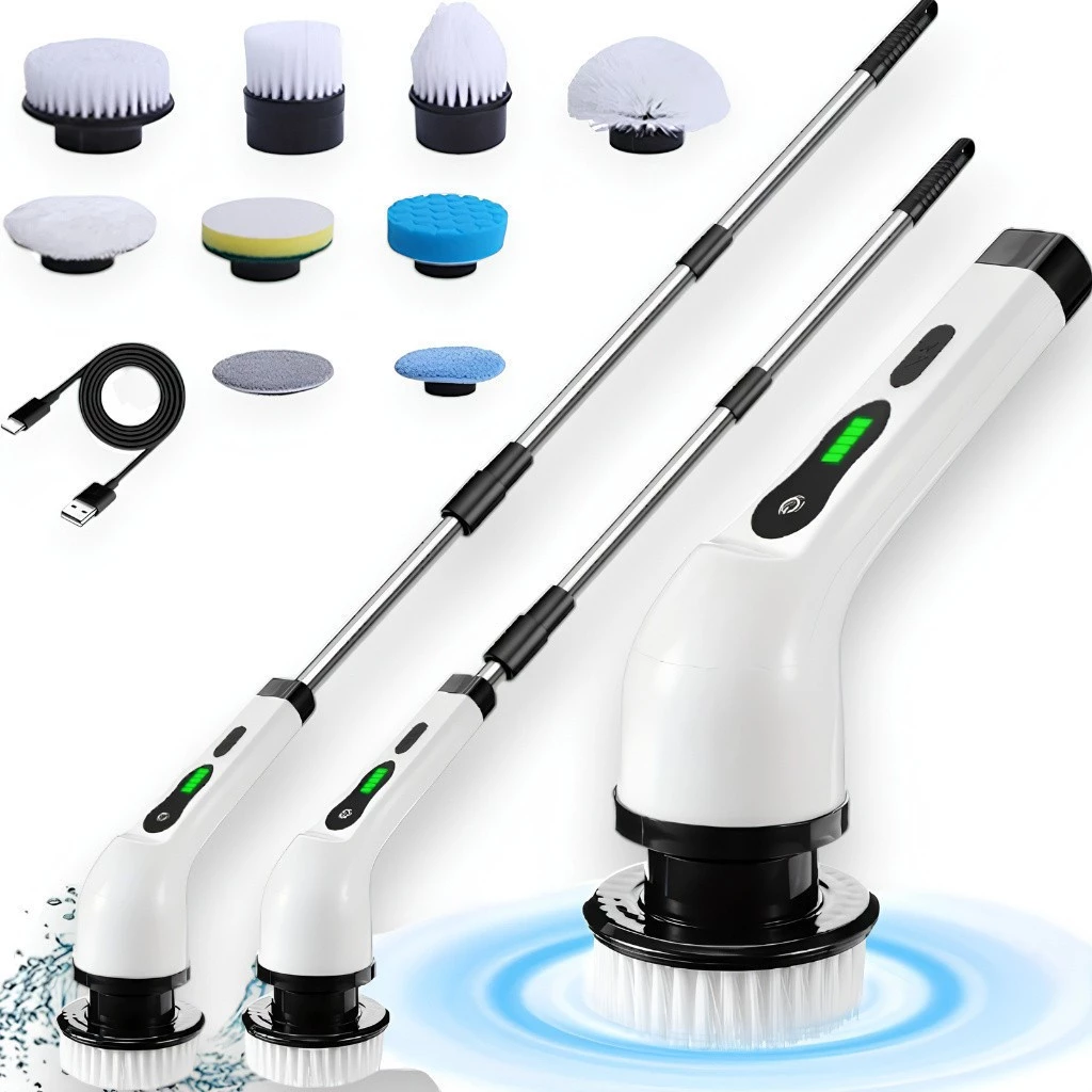 Escova De Limpeza 9 Em 1 ou 12 em 1 ou 5 em 1 Elétrica Giratória Com Cabo Alongador