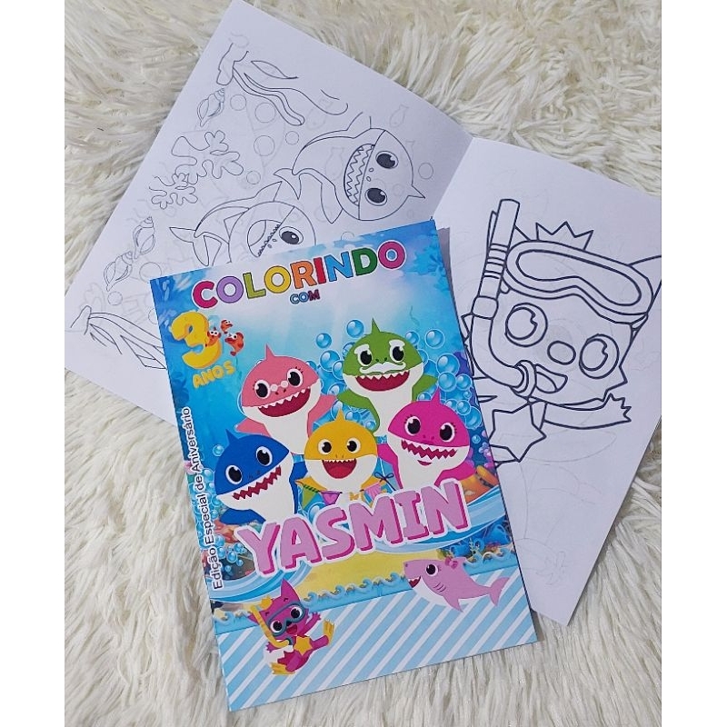 Mini Livrinho de Colorir com Atividades Baby Shark Personalizado Lembrancinha Aniversário Infantil - Todos os Temas