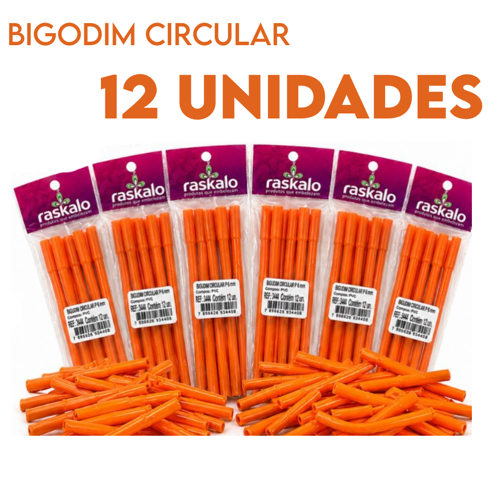 Bigodim Bigudinho Circular N°3 Kit 12Unids Raskalo Na Cor Laranja