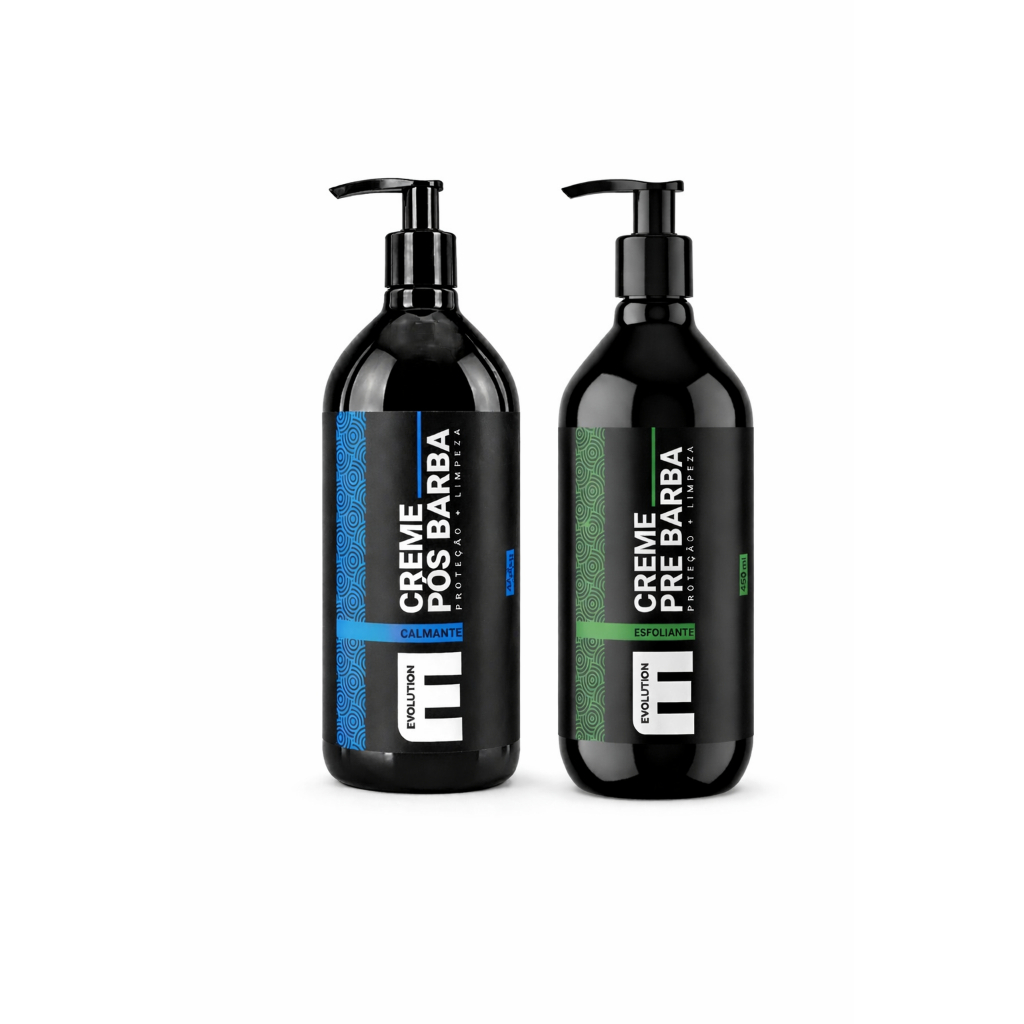 CREME ESFOLIANTE PRÉ BARBA LEMON + CREME PÓS BARBA MENTOL - EVOLUTION BARBER NOVA EMBALAGEM