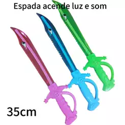 Espada luz com som cor diferenete brinquedo criança 35cm