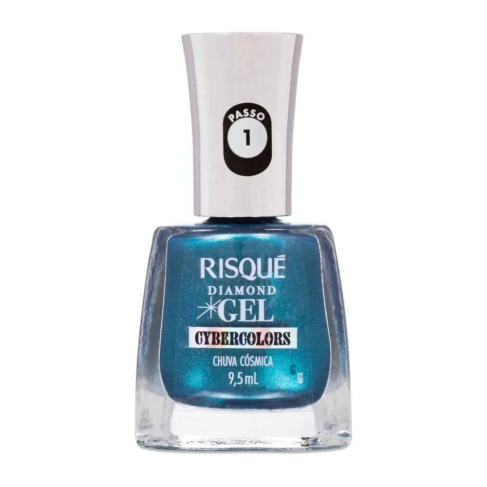 Esmalte Risqué Diamond Gel Cybercolors Chuva Cósmica Metálico 9,5ml