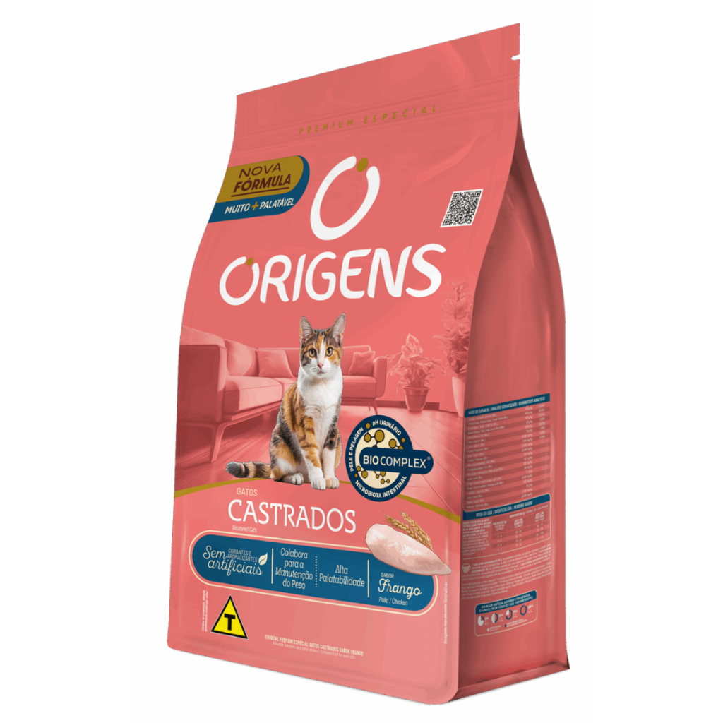 Ração Premium Origens Gatos Castrados Frango 10,1kg