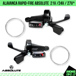 Alavanca Trocador Absolute Rapid Fire Sem Manete 3x7 3x8 3x9 Bike De Marcha 21v 24v e 27v Com Cabos