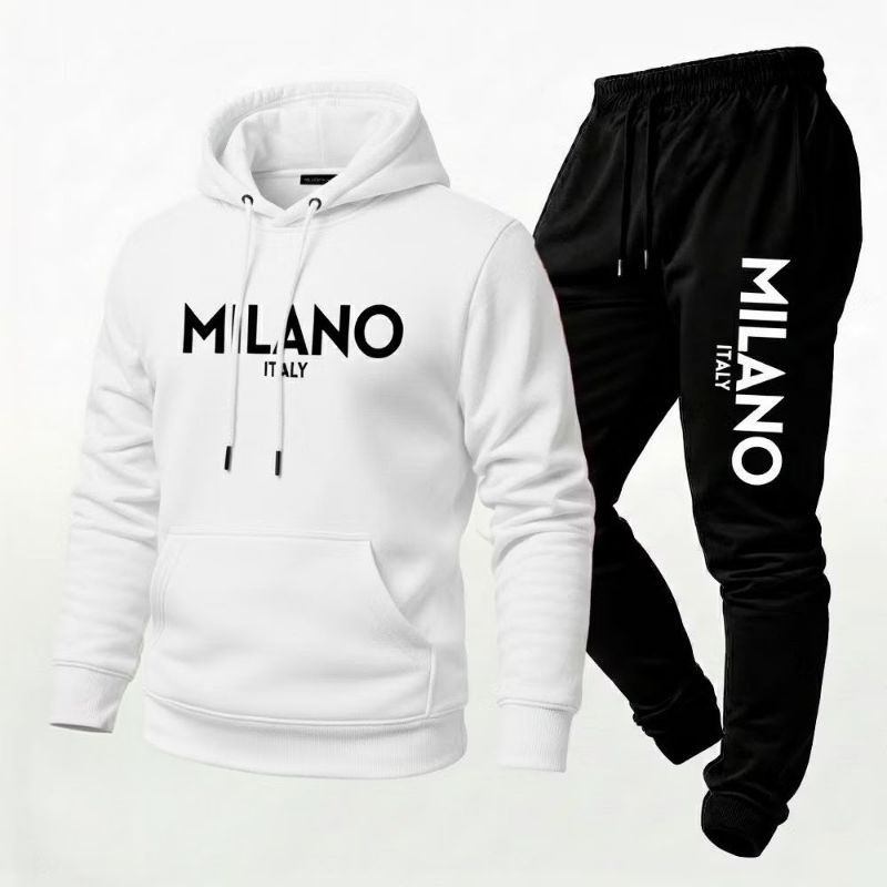kit conjunto moletom Milano grande flanelado unissex masculino feminino calça e blusa estiloso de frio linha Premium