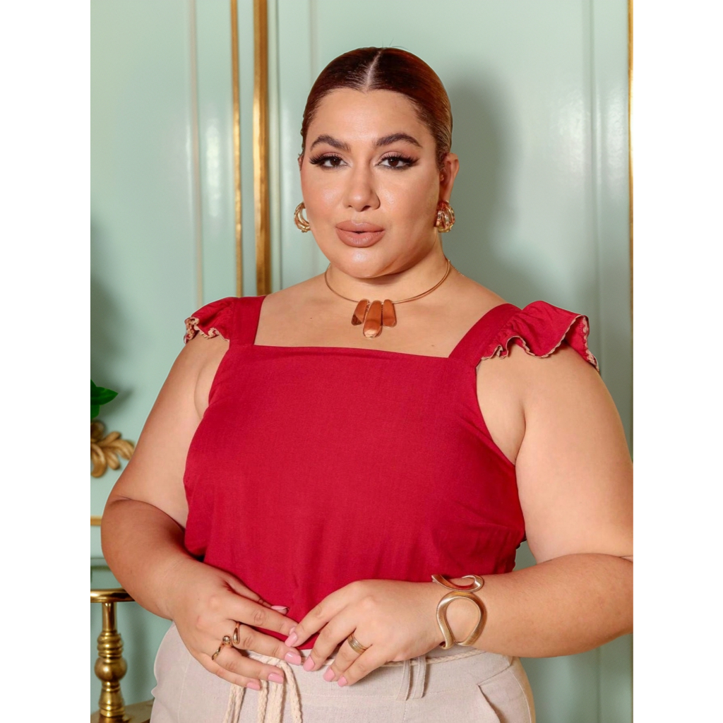 Regata Slim e Plus Size Feminina Viscolinho Alça Sianinha P ao EXG (40 ao 48) Elegante e Confortável