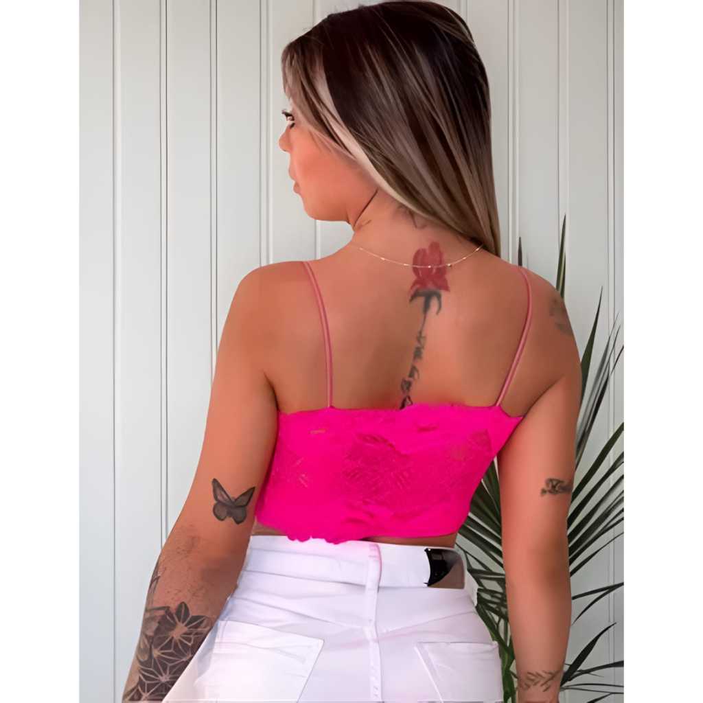 KIT 3 TOP FAIXA DE RENDA COM BOJO MODA FEMININA — imagem 2 de 2