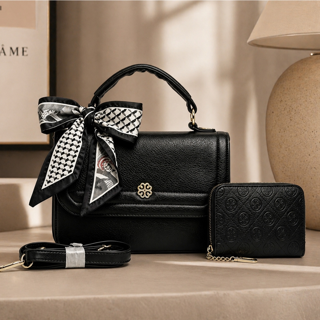 Bolsa Feminina Matelassê com Lenço Kit Bolsa Transversal plus Carteira Tendência Couro Ecológico Para Trabalho e Balada