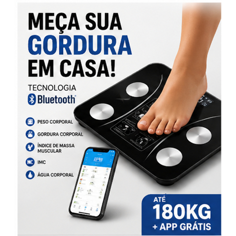 kit Balança Inteligente 180kg PILHA Balança Bioimpedância Balança com App Balança Pronta para Uso