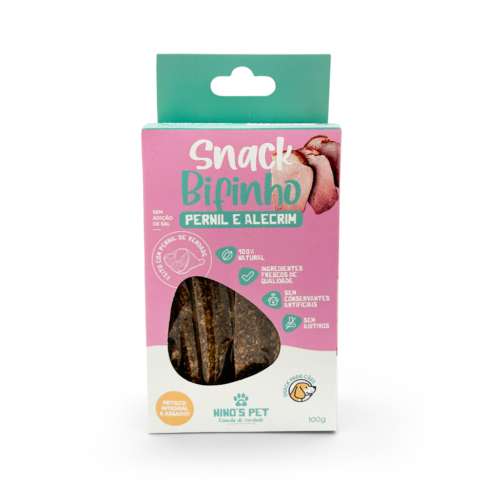 Petisco Saudável para Cachorro - Snack Pet Bifinho de Pernil 100% natural - Ninos Pet - 100g
