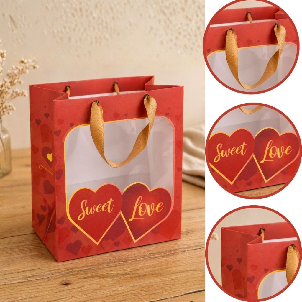 5 SACOLA DE PRESENTE 26X22X14 -SWEET LOVE - 4940 ( DIA DOS NAMORADOS IDEIA 2026 ) OUTLET