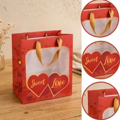 5 SACOLA DE PRESENTE 26X22X14 -SWEET LOVE - 4940 ( DIA DOS NAMORADOS IDEIA 2026 ) OUTLET