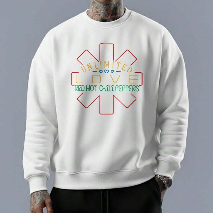Moletom gola careca masculino blusa em algodão red hot chili peppers unlimited love minimalista
