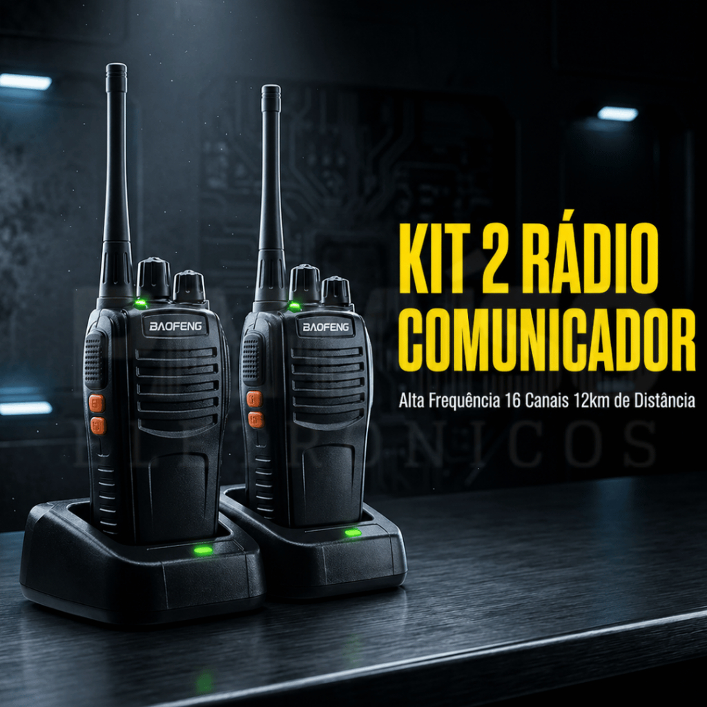 Kit 2 Rádio Walk Talk Comunicador Baofeng 777s Alta Frequência 16 Canais Profissional Alcance 12km