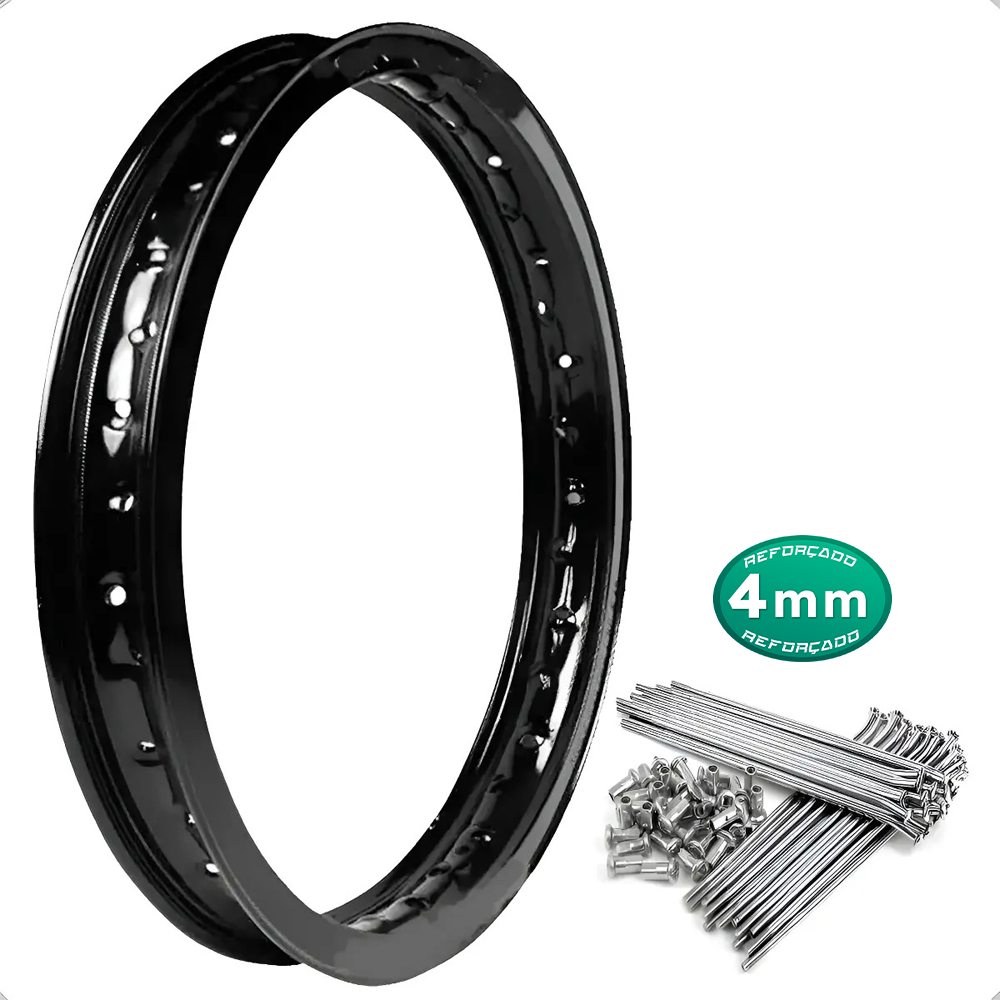 Roda Aro Calha Folha Jante 18 Preto Traseiro Pro Tork Xtz 250 Lander Tenere Raios Aço 4mm
