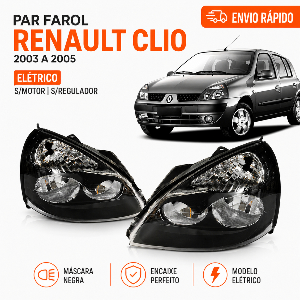 Par Farol Renault Clio 2003 2004 2005 Eletrico S/motor S/regulador A