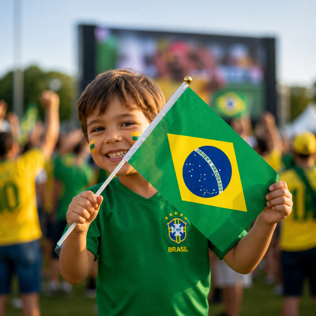 Kit 10 Bandeiras do Brasil Mini Torcedor Copa do Mundo Enfeite de Mesa Decoração Hexa Campeão 2026