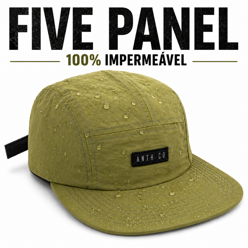 Boné Five Panel Verde Militar Anth Co Aba Reta Ajustável Streetwear Premium Unissex Confortável
