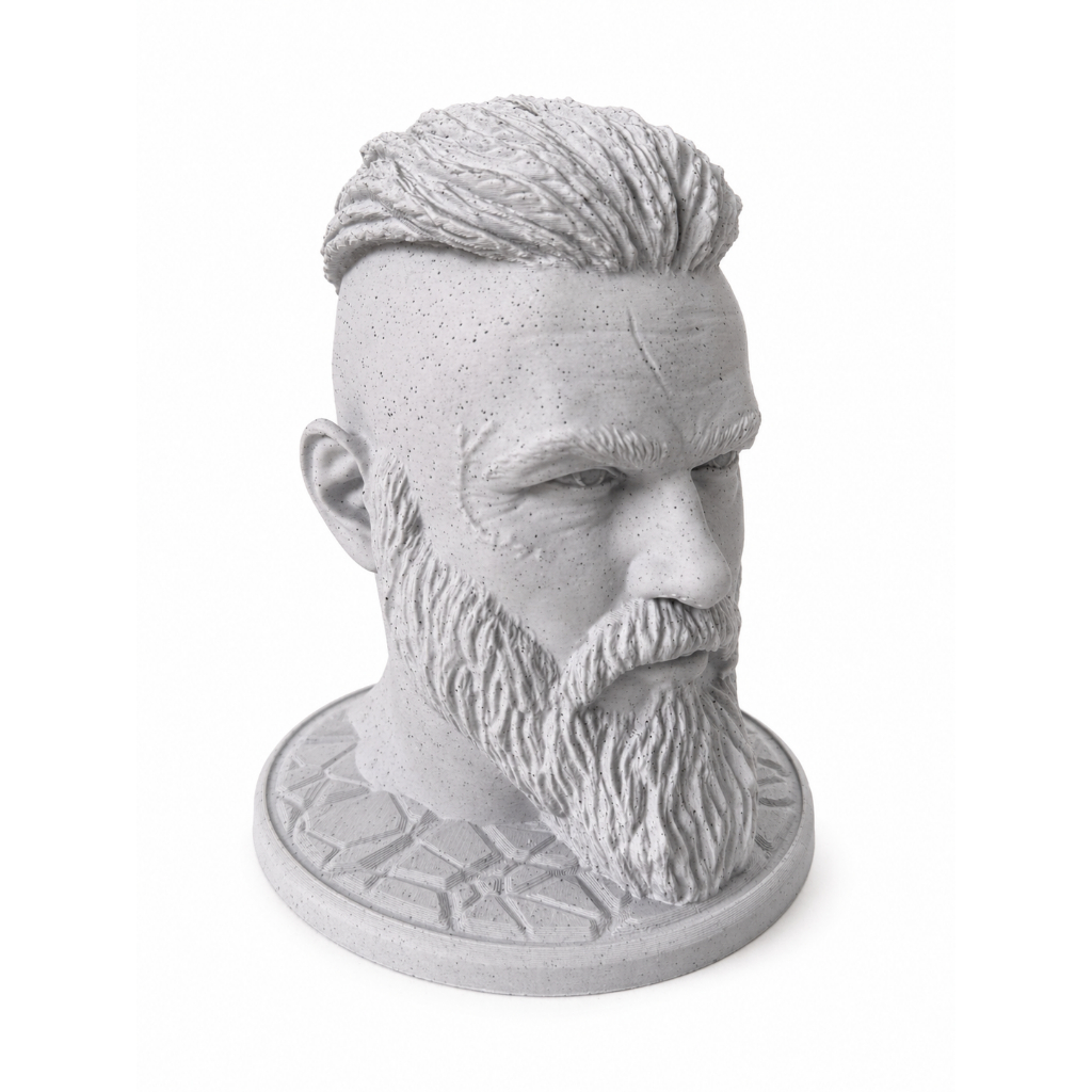 Ragnar Vikings Busto 3D 15cm Estátua Viking Decorativa PLA Alta Qualidade Estilo Mármore