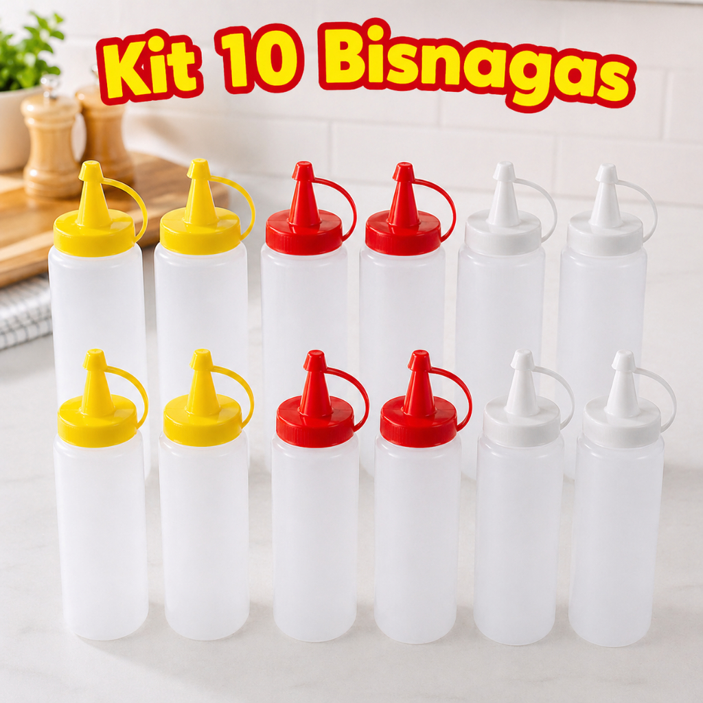 Kit 10 Bisnaga para Molho 200ml Nova Era Maionese Ketchup Mostarda