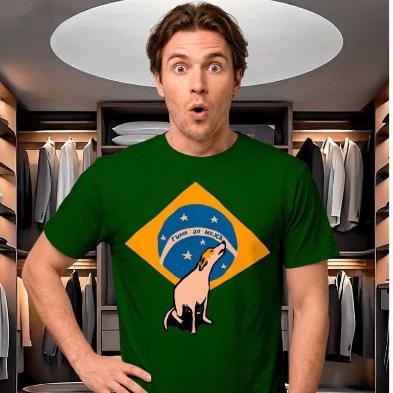Camiseta RUMO AO HEXA Brasil Copa do Mundo Cachorro Caramelo Masculino e Feminino 100% algodão