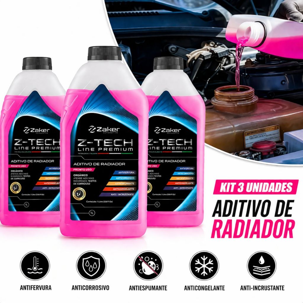 Kit 3 Aditivo Radiador Zaker Gol Onix HB20 Anti Corrosivo Ferrugem