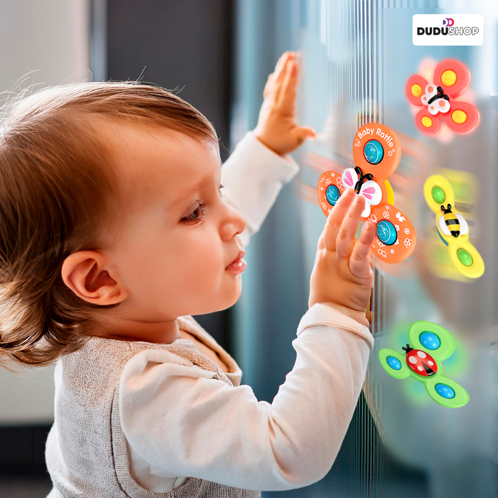 Spinner Baby Brinquedo Infantil Chocalho Giratório Com Ventosa Bebê Banho