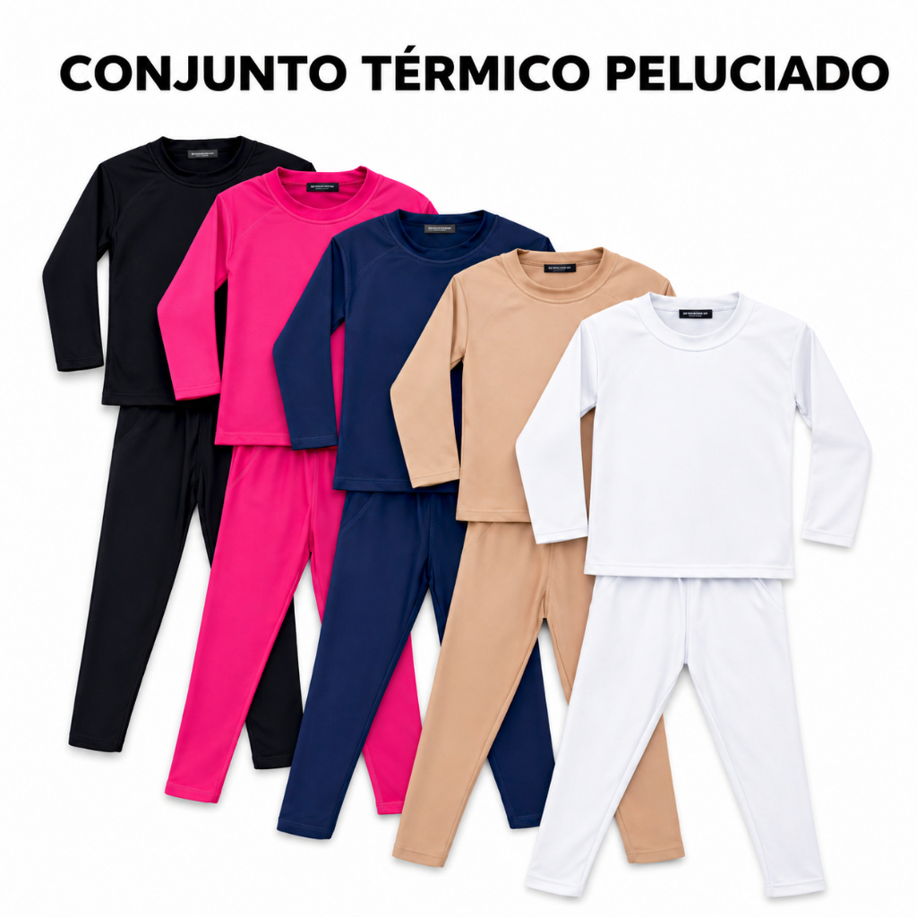Conjunto Térmico Pelúcia Infantil Segunda Pele Unissex Inverno Blusa + Calça 4 ao 16