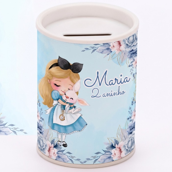 Cofre Personalizado Alice no País  - Lembrancinha Luxo Aniversário Menina