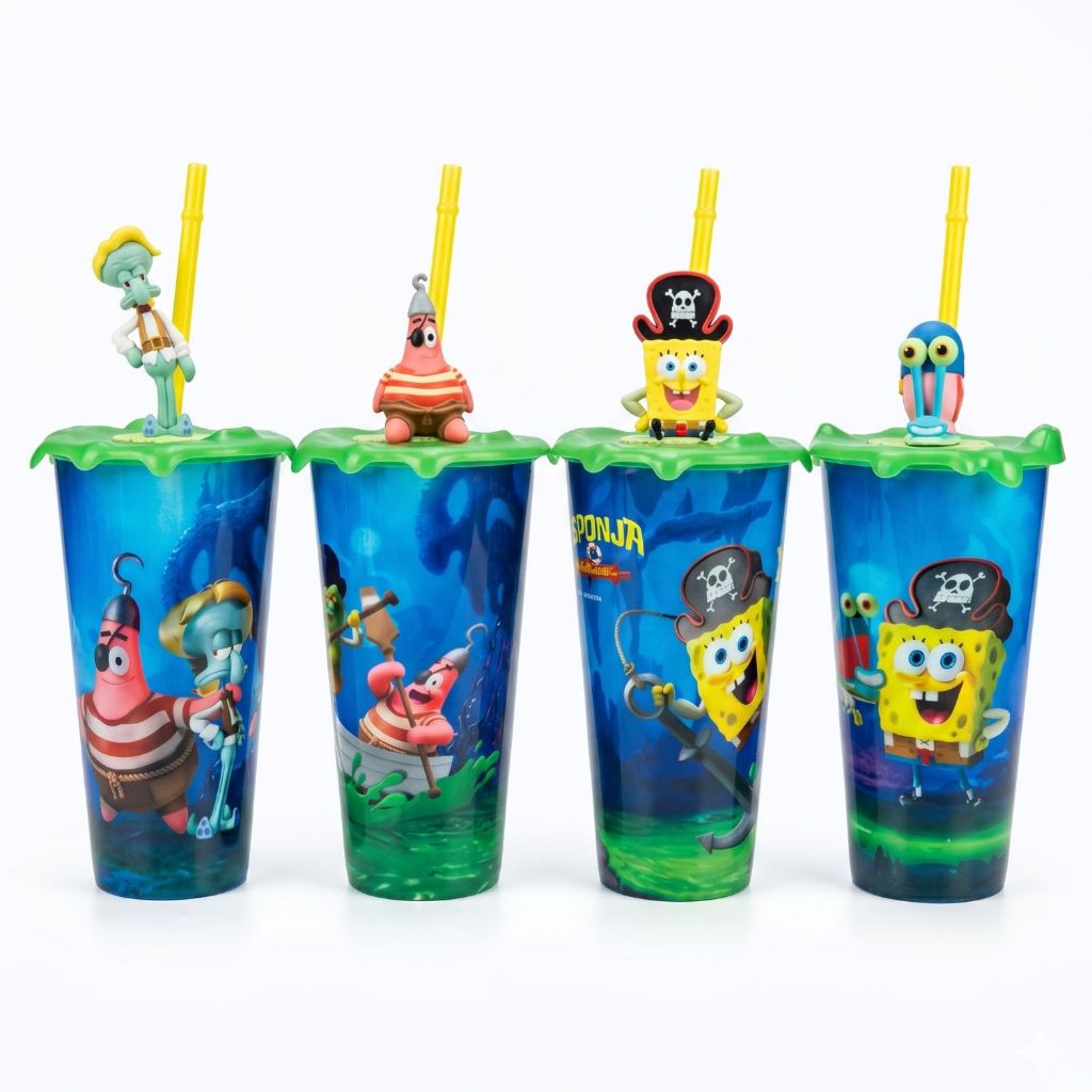 Copos Bob Esponja Temáticos Cinépolis Coleção Em Busca da Calça Quadrada