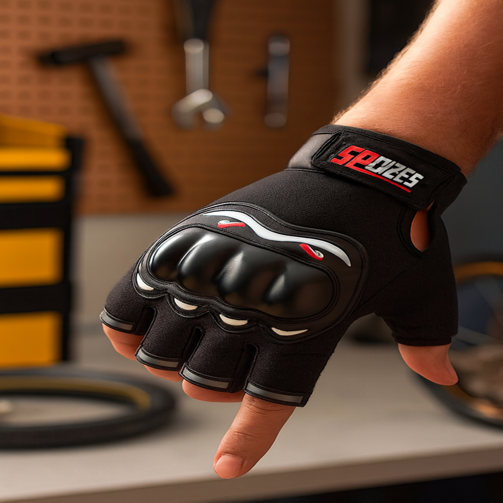 Luva Meio Dedo Para Ciclismo Moto Bike Proteção Tática Antiderrapante Motoqueiro Respirável Unisex