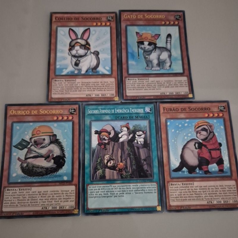 Combo de Cartas Socorro, Gato , Furão, Ouriço e Coelho de socorro u-Gi-Oh / Yugioh- Cartas Originais KONAMI