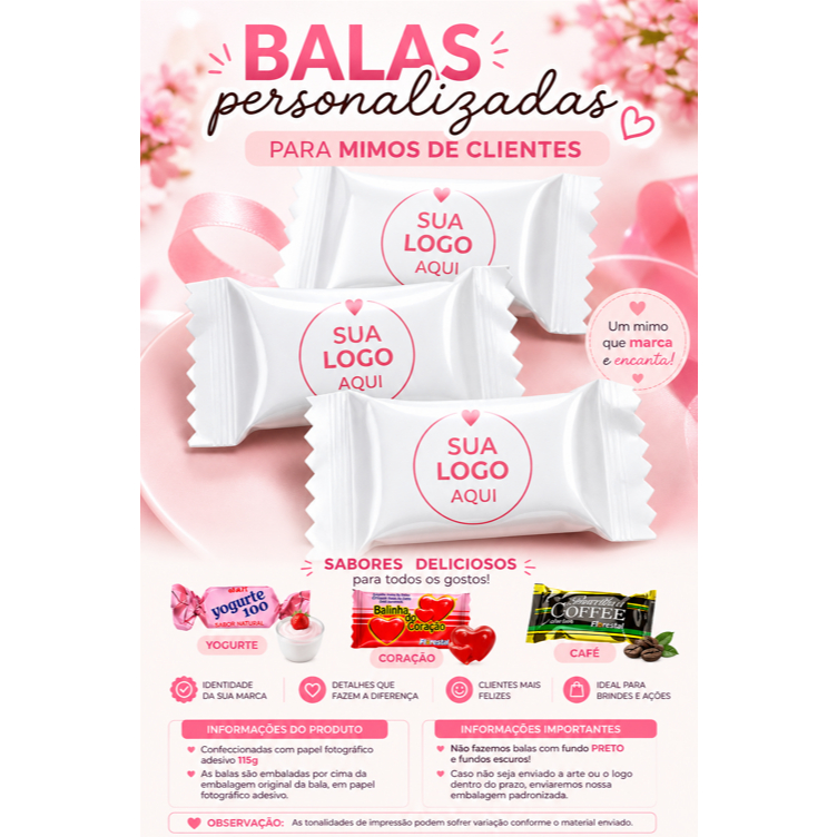 Balas Personalizadas com Logo | Mimos para Clientes | Brindes Corporativos