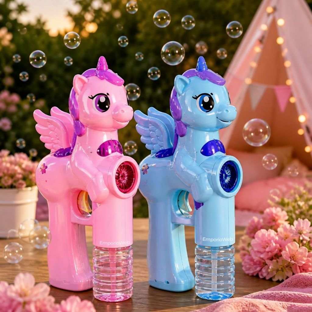Brinquedo Maquina Lançar Bolhas de Sabão Infantil Automatica Unicornio Toy Luz Led Musical Crianças