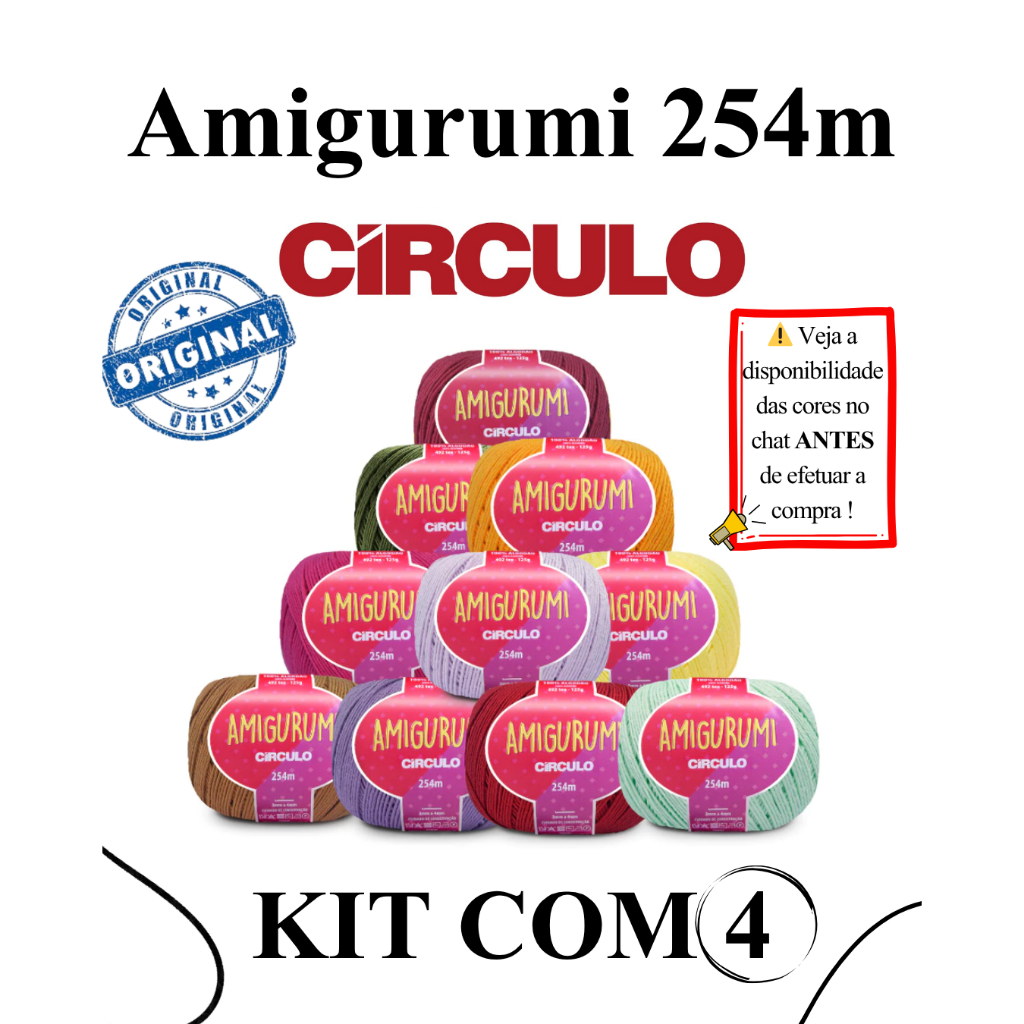 Kit 4 Unidades Fio Amigurumi  254mts - 125gr - Envie as Cores no Chat